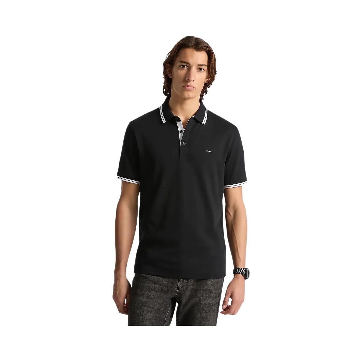 Michael Kors Greenwich Cotton Polo Shirt Black - HypeFly India View 1