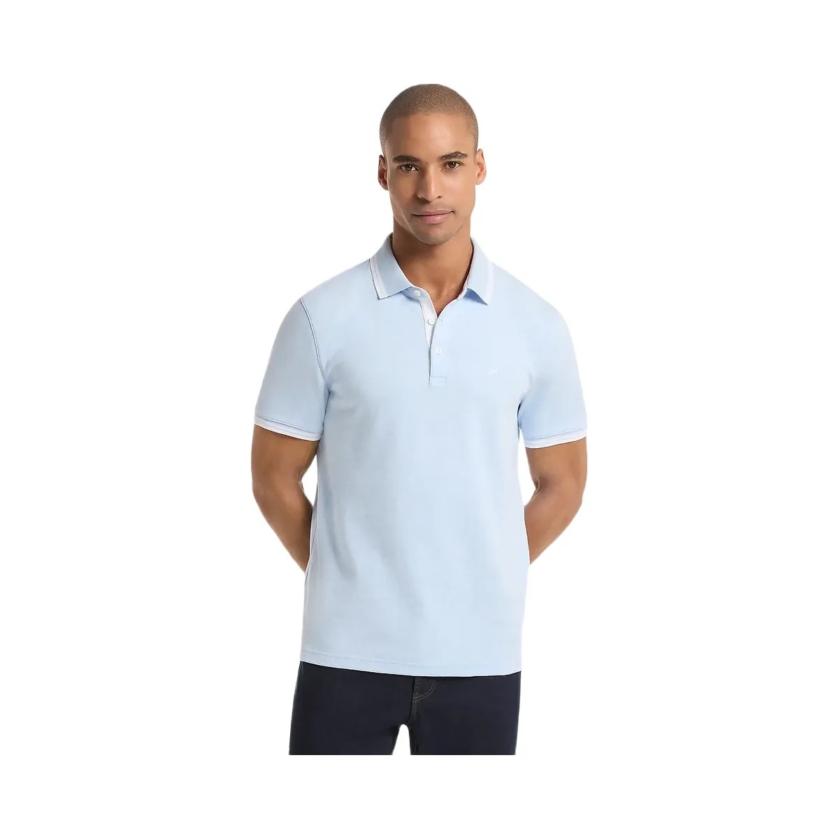 Michael Kors Greenwich Cotton Polo Shirt Pastel Blue Heather - HypeFly India View 1