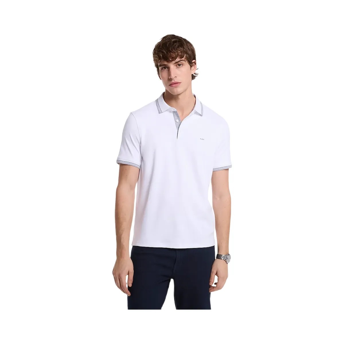 Michael Kors Greenwich Cotton Polo Shirt White - HypeFly India View 1