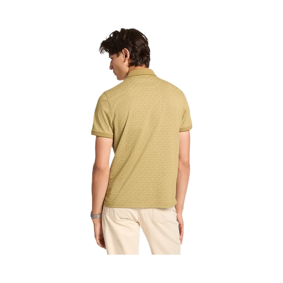 Michael Kors Greenwich Signature Logo Print Cotton Polo Shirt Oregano - HypeFly India View 2
