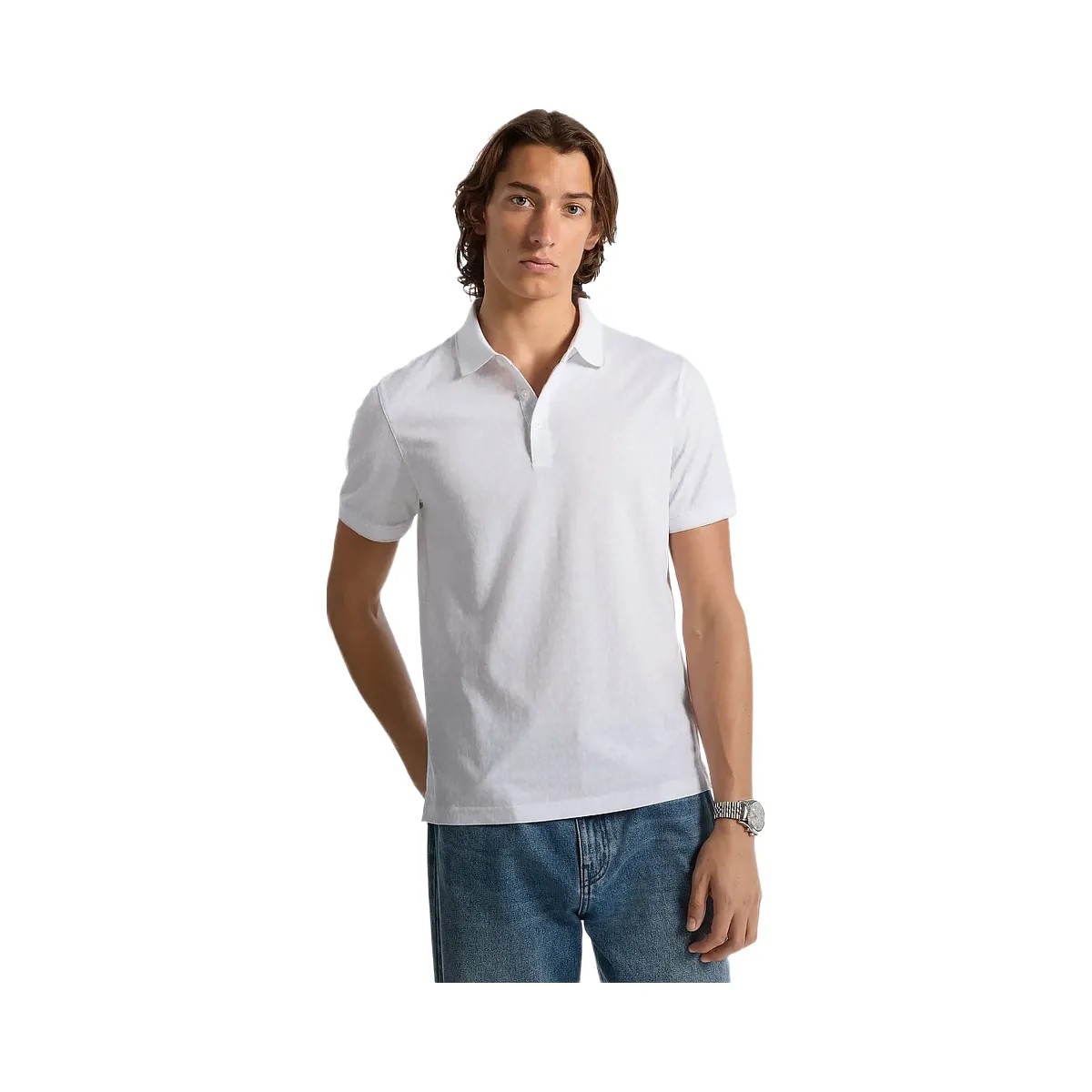 Michael Kors Greenwich Signature Logo Print Cotton Polo Shirt White - HypeFly India View 1
