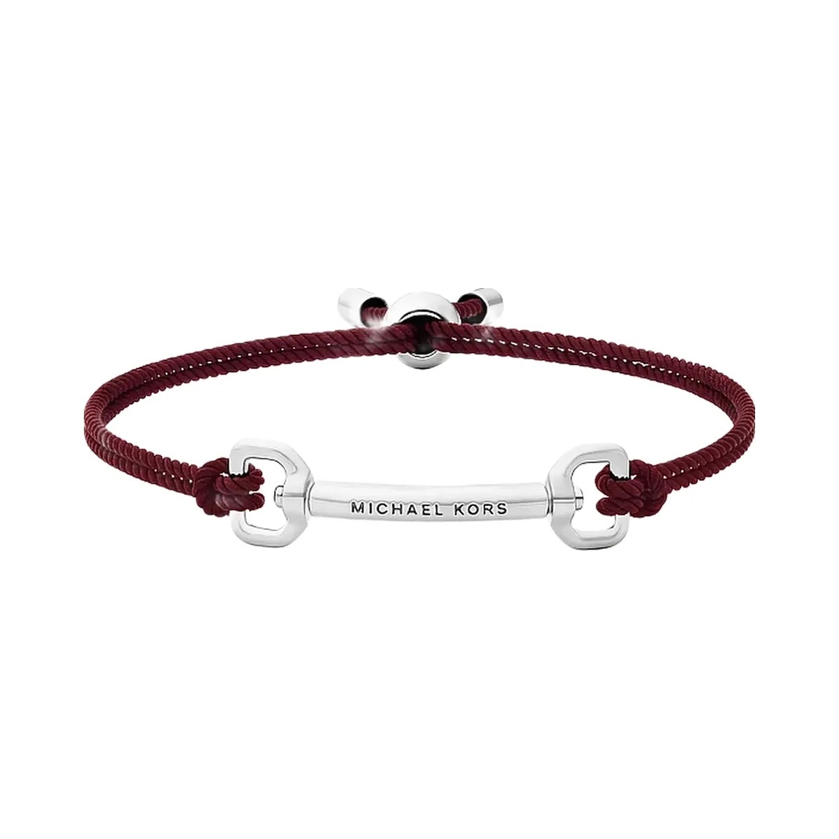 Michael Kors Horsebit Cord Slider Bracelet Silver/Maroon - HypeFly India View 1