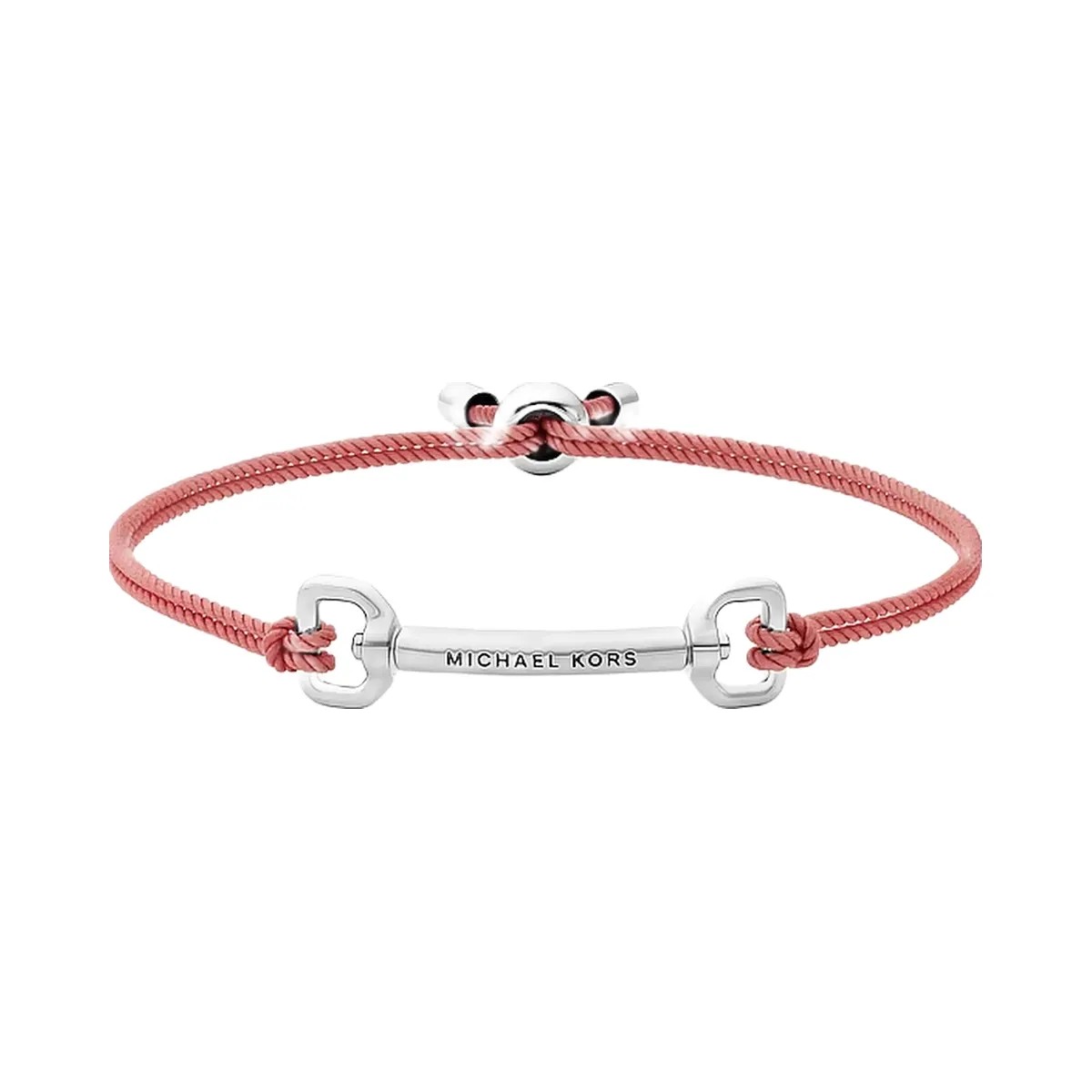 Michael Kors Horsebit Corded Slider Bracelet Silver/Sunset Rose - HypeFly India View 1