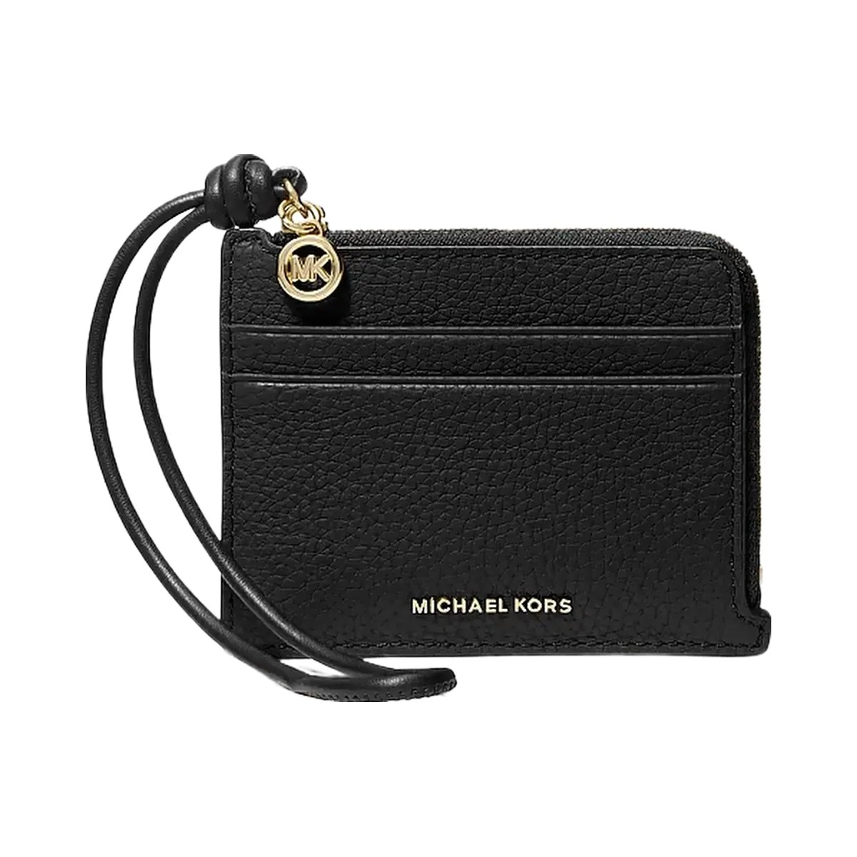 Michael Kors Jet Set Small Pebbled Leather Card Case Wristlet Black - HypeFly India View 1