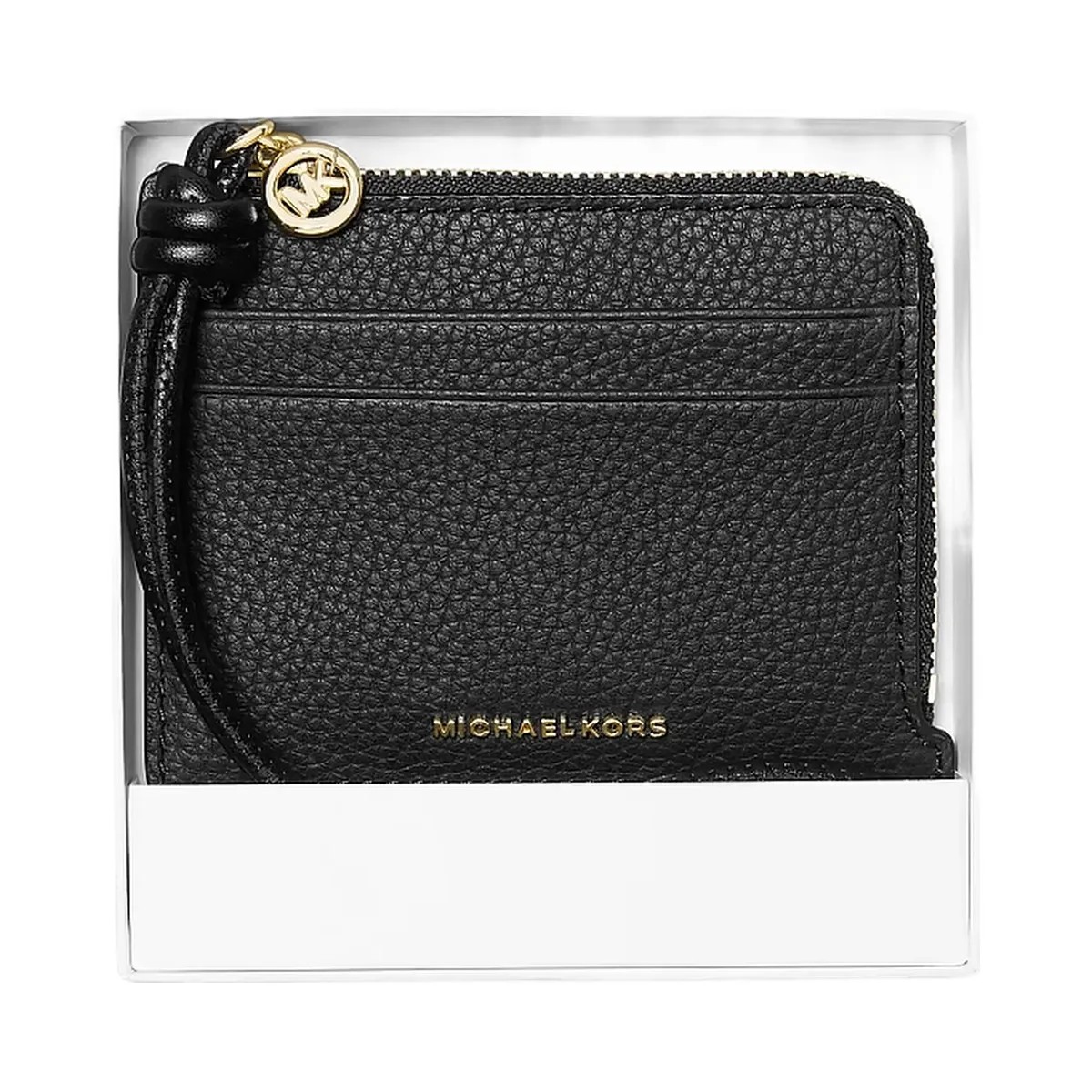 Michael Kors Jet Set Small Pebbled Leather Card Case Wristlet Black - HypeFly India View 4