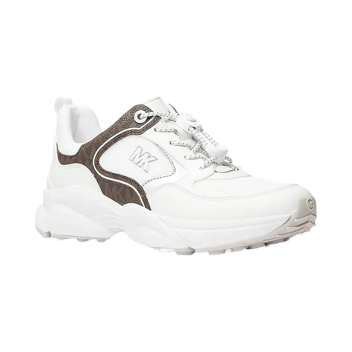 Michael Kors Jett Mixed-Media Trainer Op Wht/Brown - HypeFly India View 1