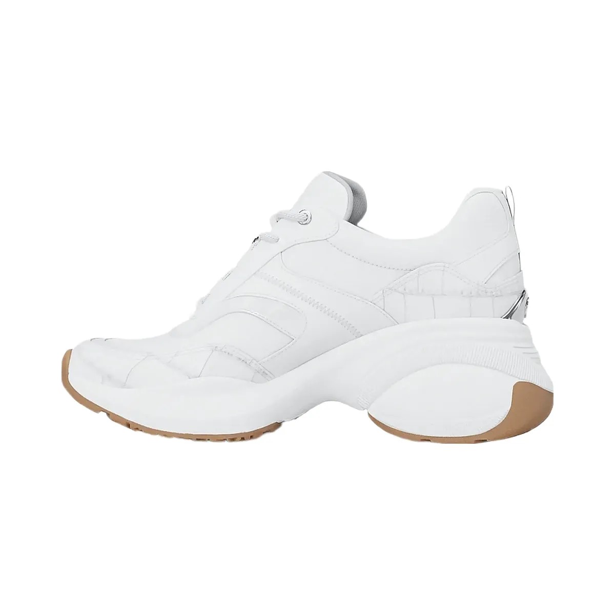 Michael Kors Kaia Mixed-Media Trainer Optic White - HypeFly India View 3