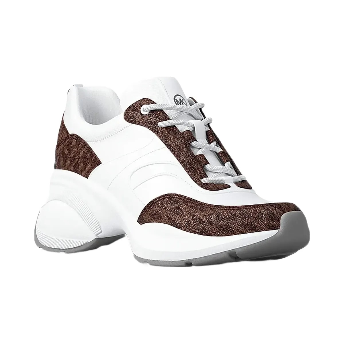 Michael Kors Kaia Signature Logo Trainer Op Wht/Brown - HypeFly India View 1