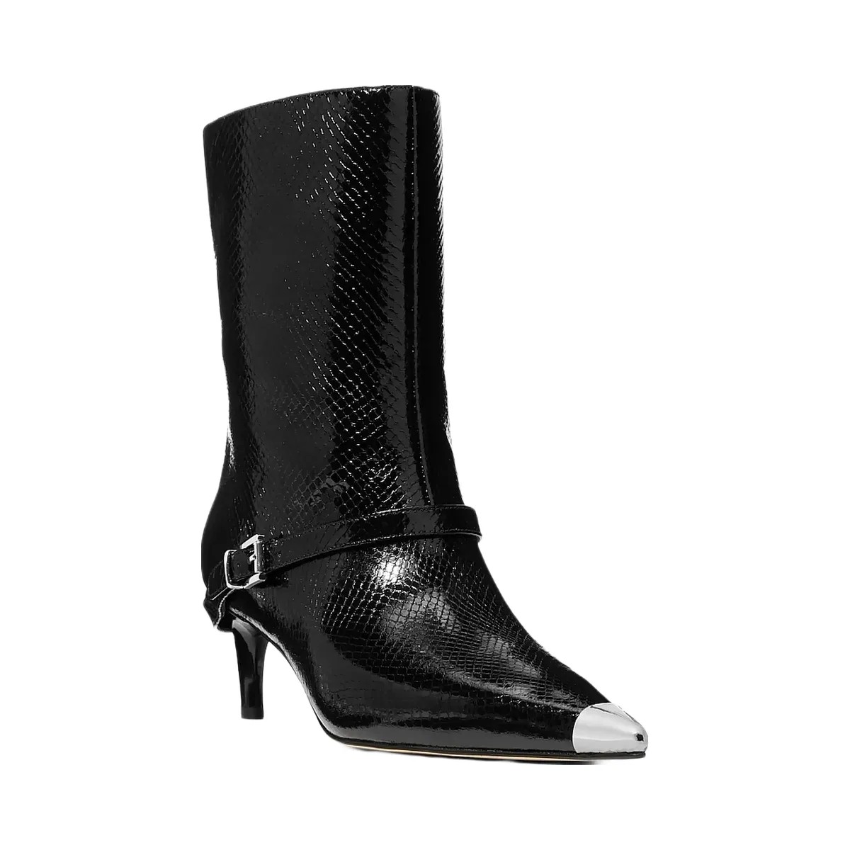 Michael Kors Kasia Snake Embossed Leather Buckle Boot Black - HypeFly India View 1