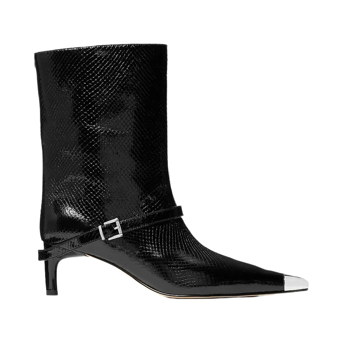 Michael Kors Kasia Snake Embossed Leather Buckle Boot Black - HypeFly India View 2