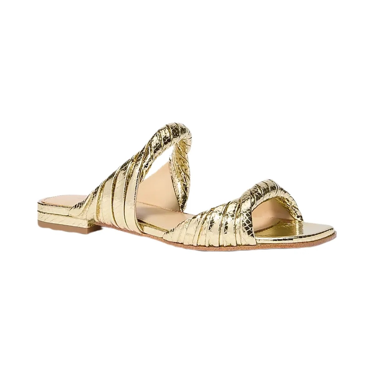 Michael Kors Kiana Metallic Snake Embossed Leather Sandal Pale Gold - HypeFly India View 1
