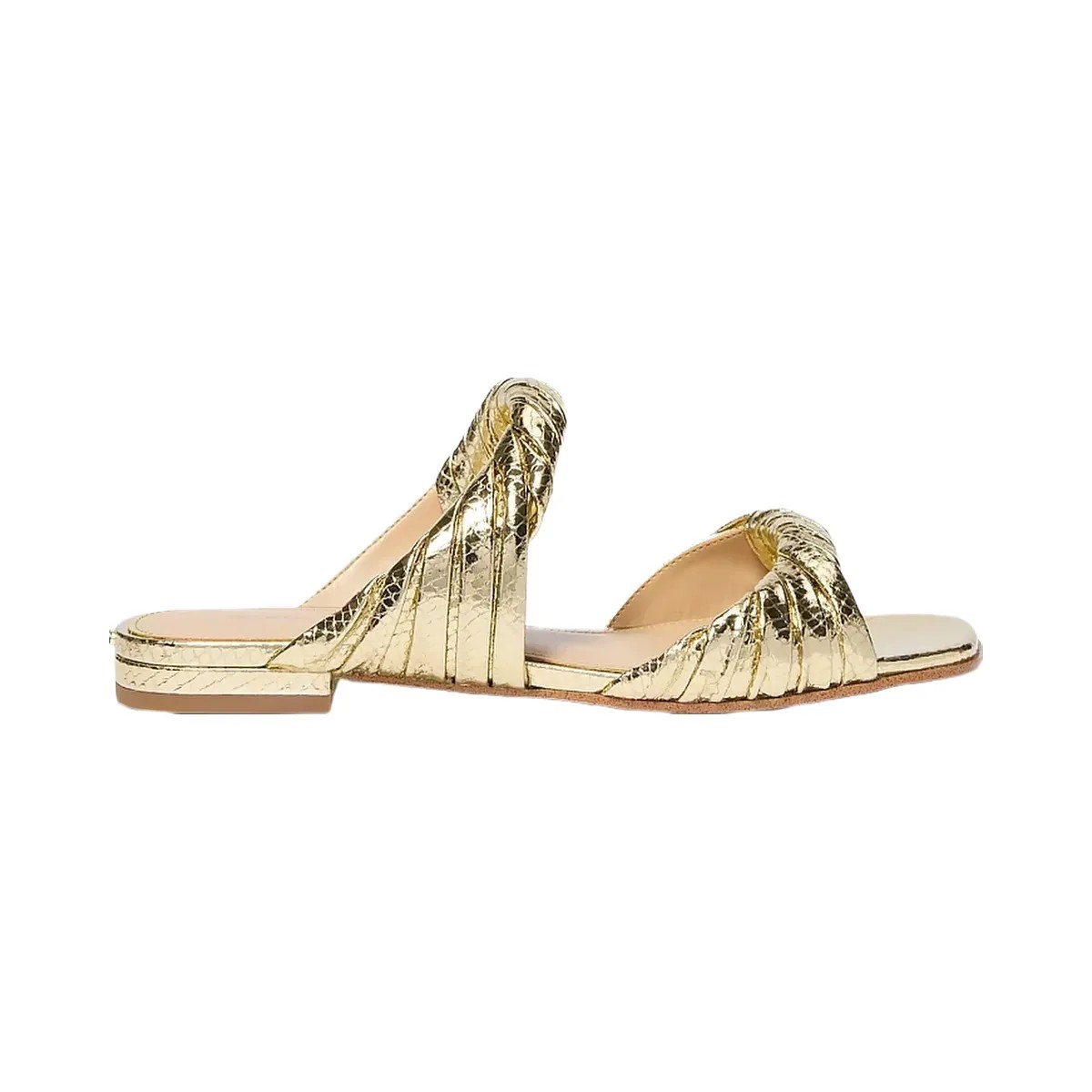 Michael Kors Kiana Metallic Snake Embossed Leather Sandal Pale Gold - HypeFly India View 2