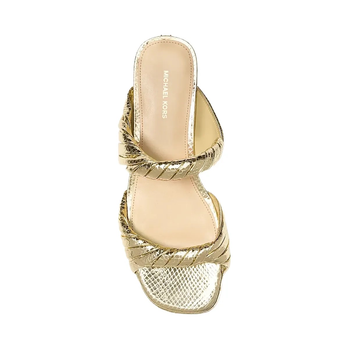Michael Kors Kiana Metallic Snake Embossed Leather Sandal Pale Gold - HypeFly India View 3
