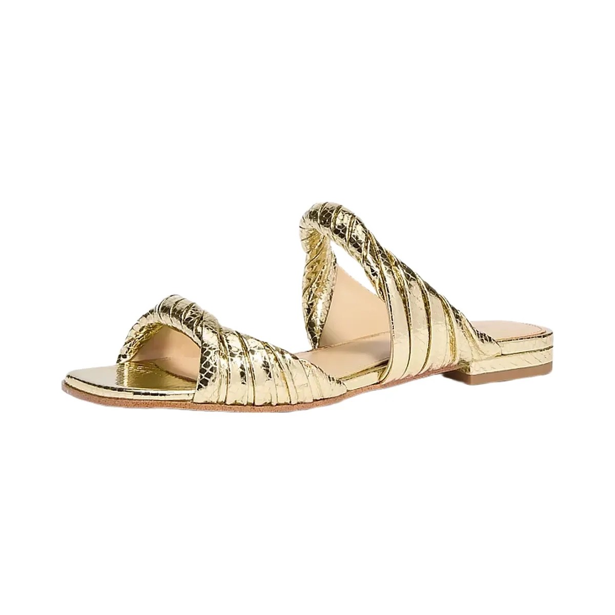 Michael Kors Kiana Metallic Snake Embossed Leather Sandal Pale Gold - HypeFly India View 4