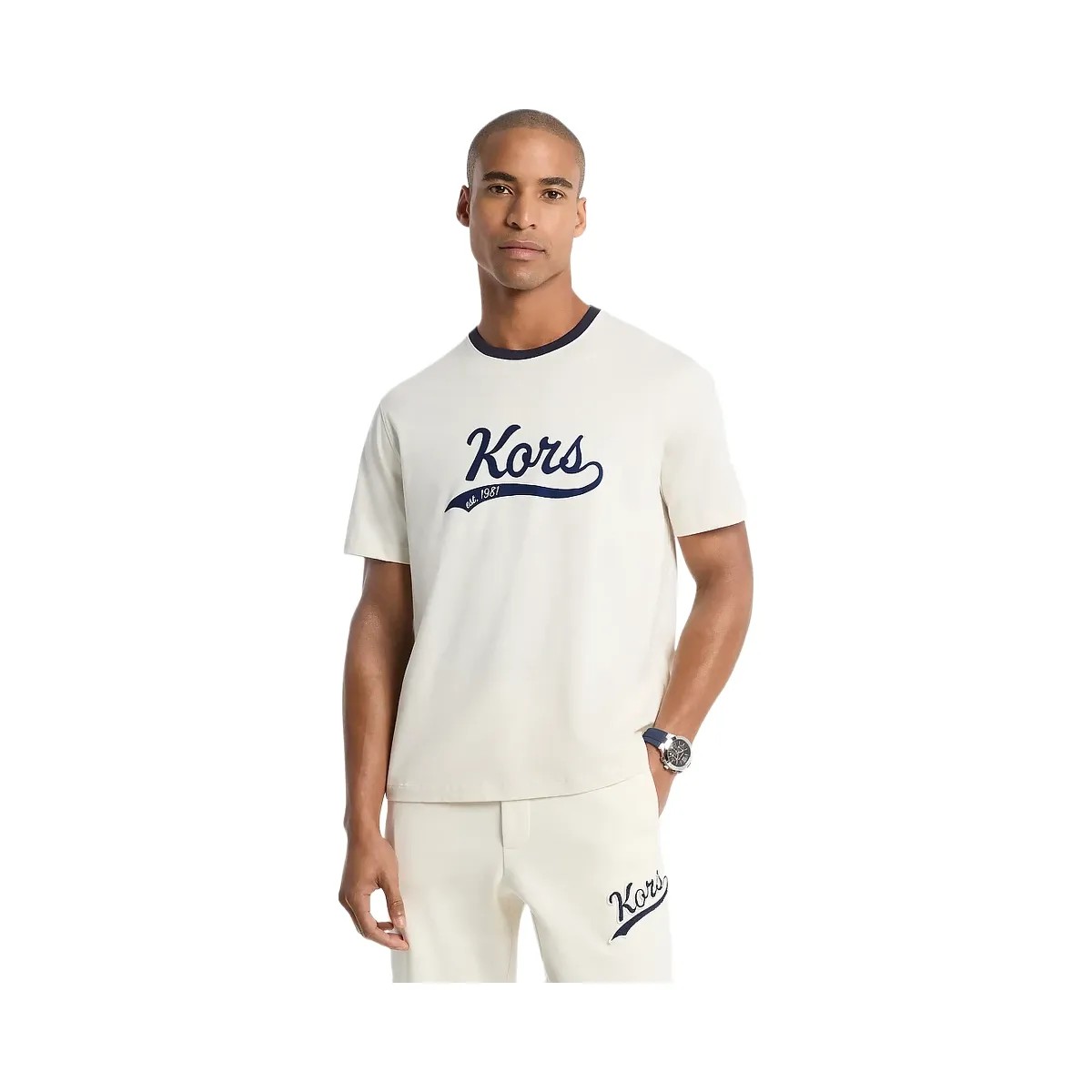 Michael Kors KORS Varsity Cotton Jersey T-Shirt Lt Cream - HypeFly India View 1