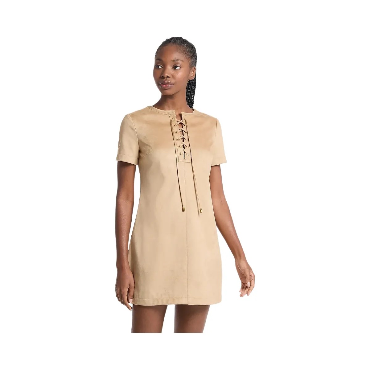 Michael Kors Lace-Up Mini Dress Khaki - HypeFly India View 1