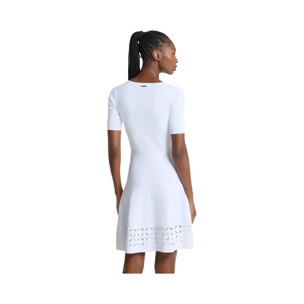 Michael Kors Laser Cut Stretch Knit Mini Dress White - HypeFly India View 2