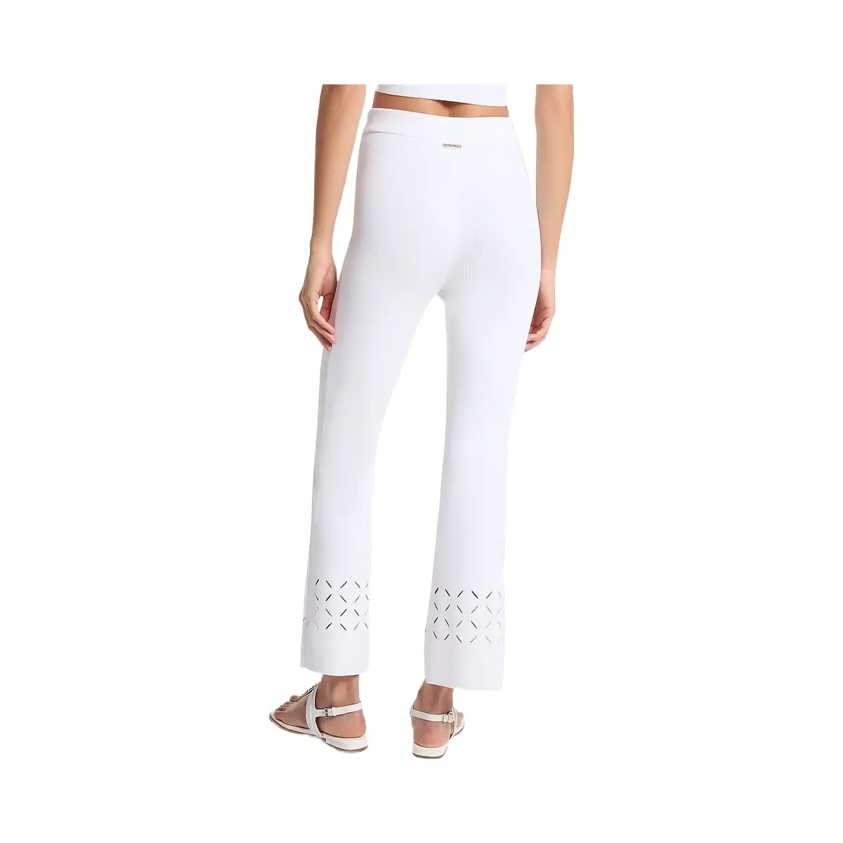 Michael Kors Laser Cut Stretch Knit Pants White - HypeFly India View 2
