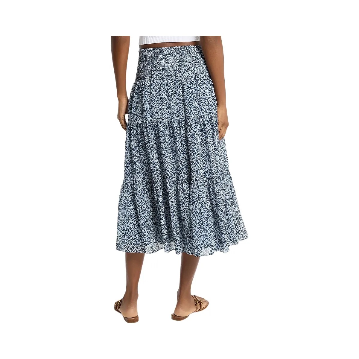 Michael Kors Leopard Print Georgette Tiered Midi Skirt Dk Chambray - HypeFly India View 2