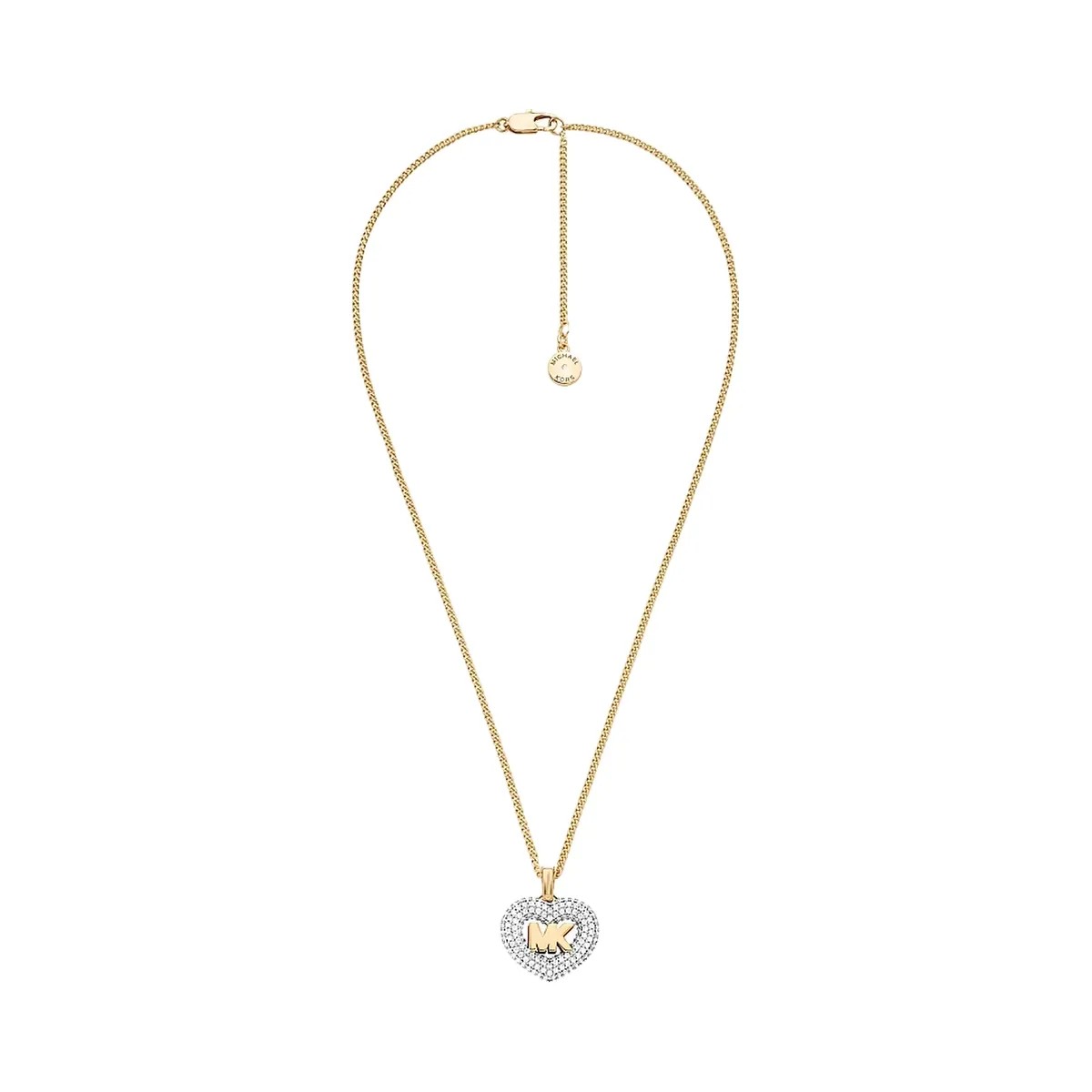 Michael Kors Logo and Pavé Heart Necklace Gold - HypeFly India View 1