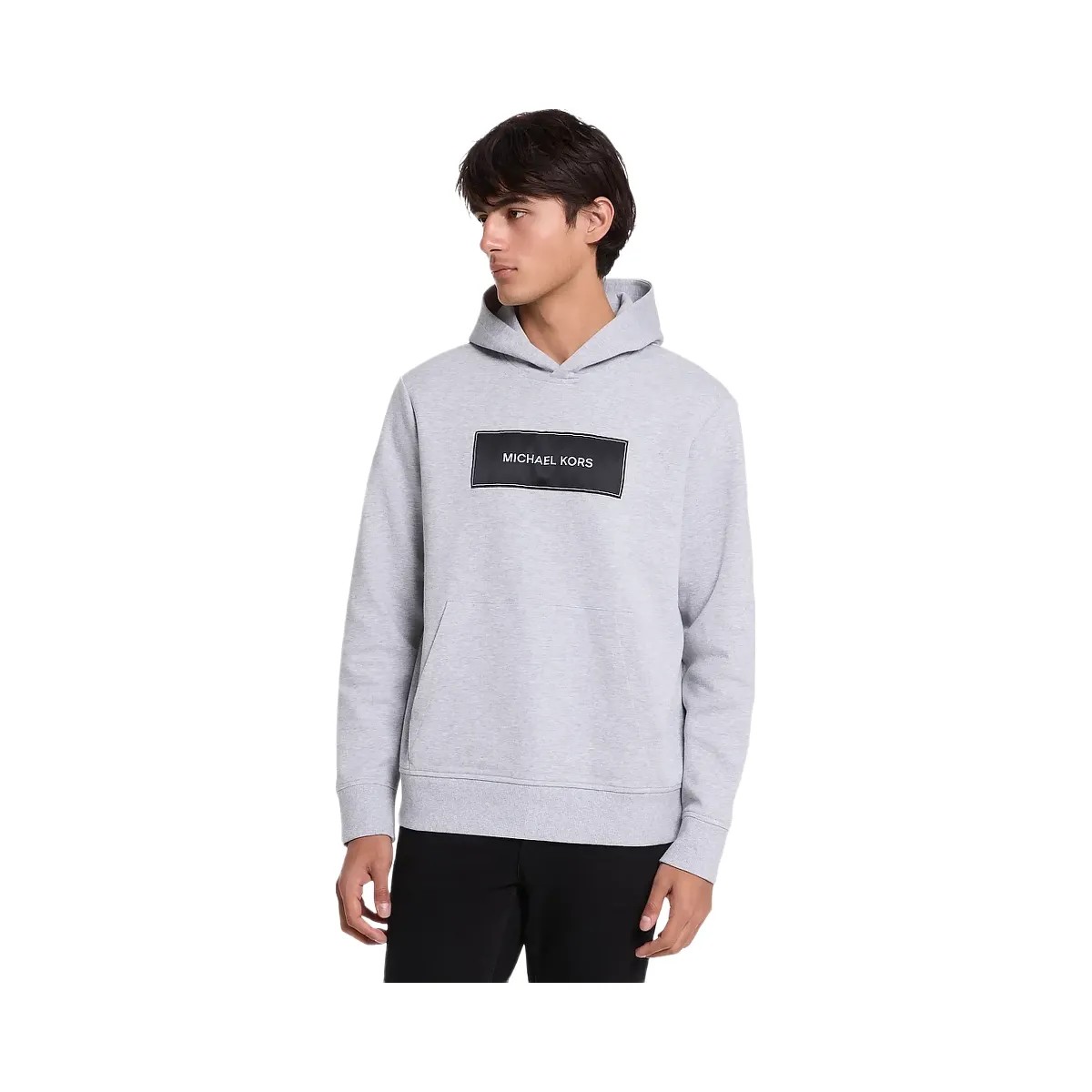 Michael Kors Logo Cotton Blend Hoodie Heather Grey - HypeFly India View 1