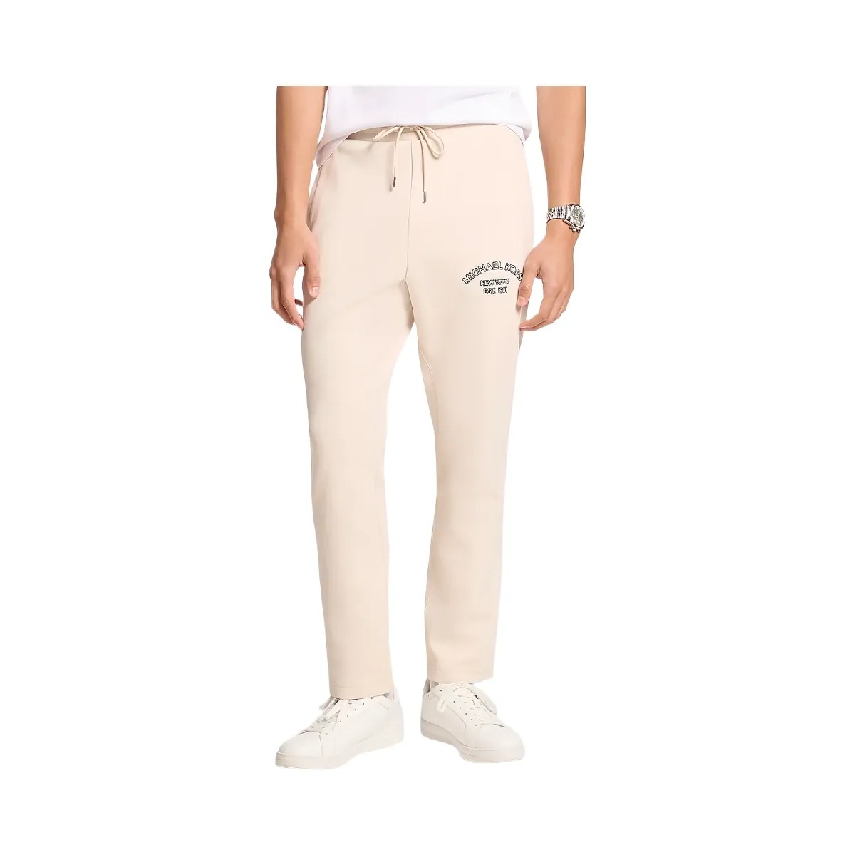 Michael Kors Logo Cotton Blend Joggers Lt Cream - HypeFly India View 1