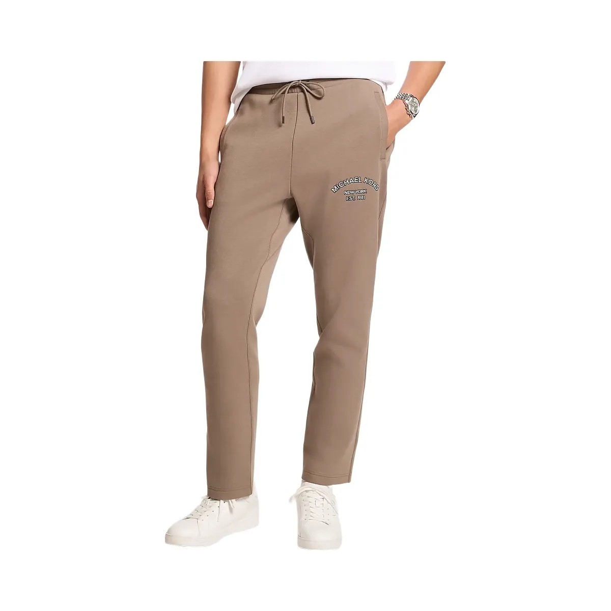 Michael Kors Logo Cotton Blend Joggers Mushroom - HypeFly India View 1