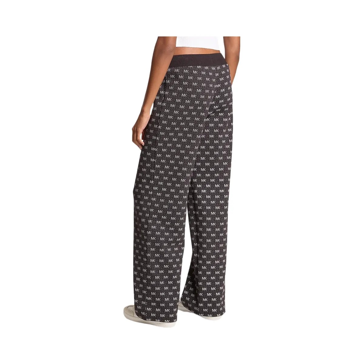 Michael Kors Logo Cotton Blend Knit Wide-Leg Pants Black - HypeFly India View 2