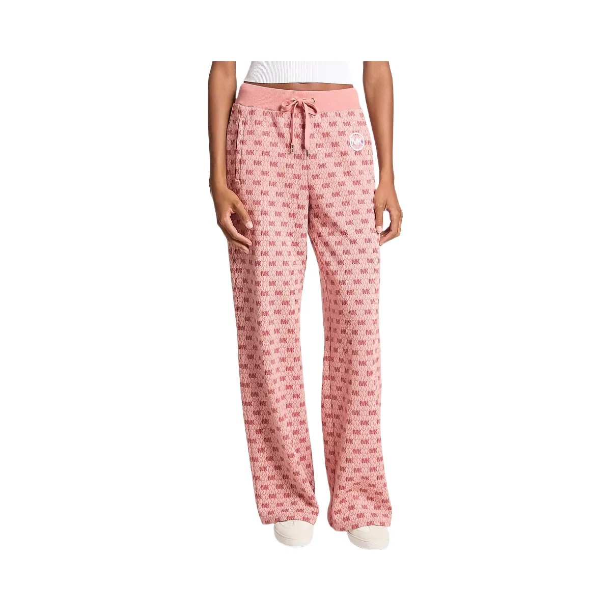Michael Kors Logo Cotton Blend Knit Wide-Leg Pants Sunset Rose - HypeFly India View 1
