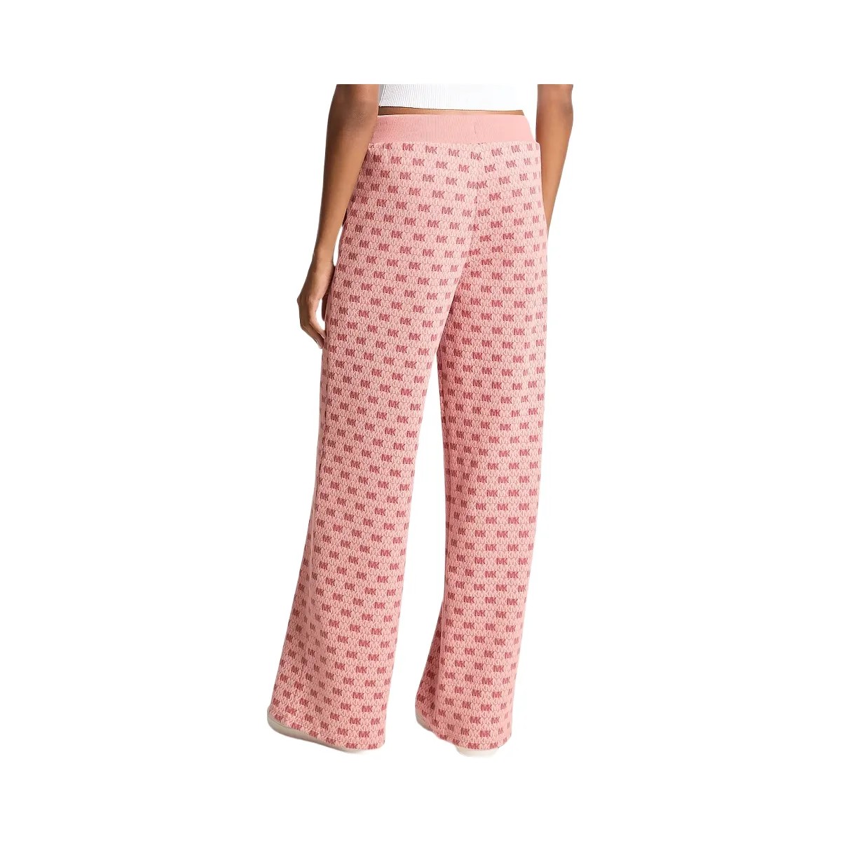 Michael Kors Logo Cotton Blend Knit Wide-Leg Pants Sunset Rose - HypeFly India View 2