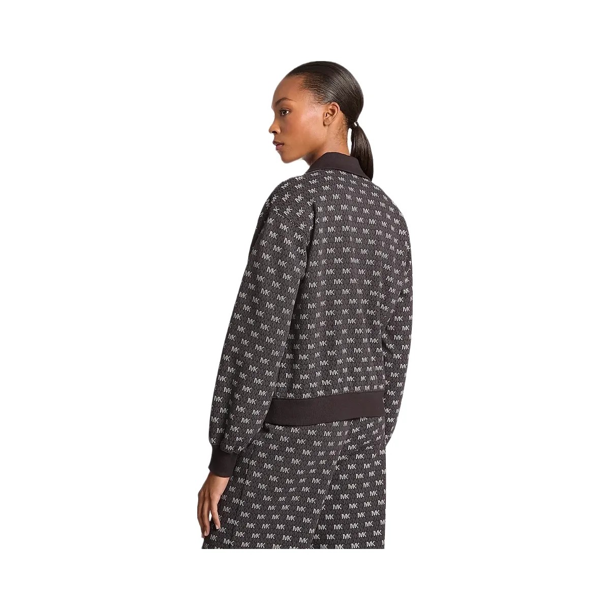 Michael Kors Logo Cotton Blend Zip-Up Jacket Black - HypeFly India View 2