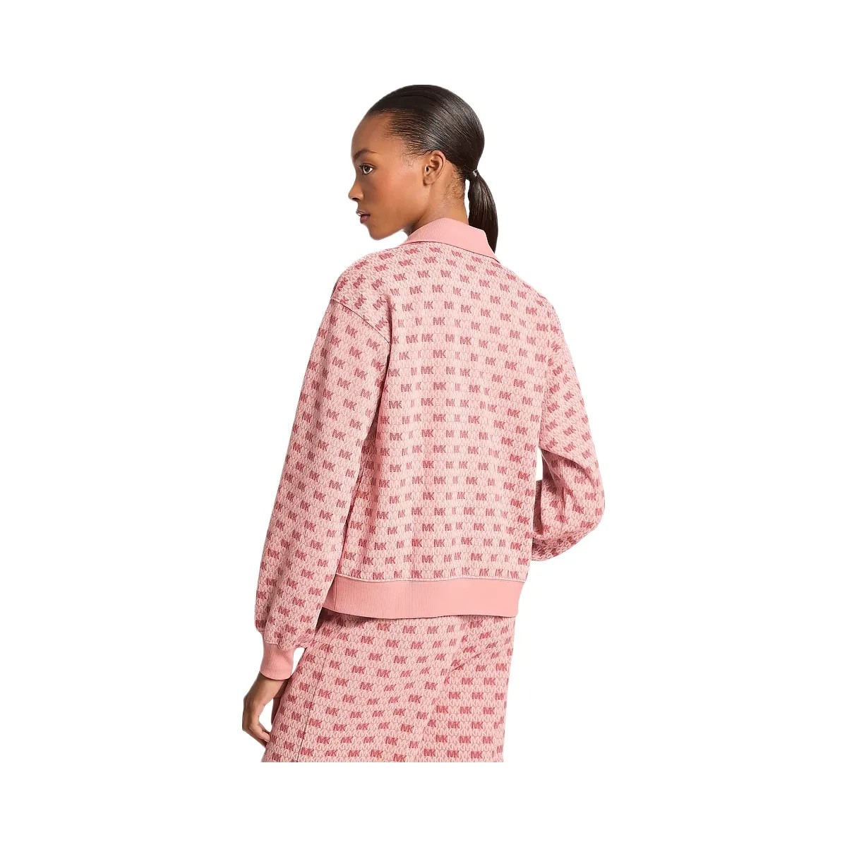 Michael Kors Logo Cotton Blend Zip-Up Jacket Sunset Rose - HypeFly India View 2