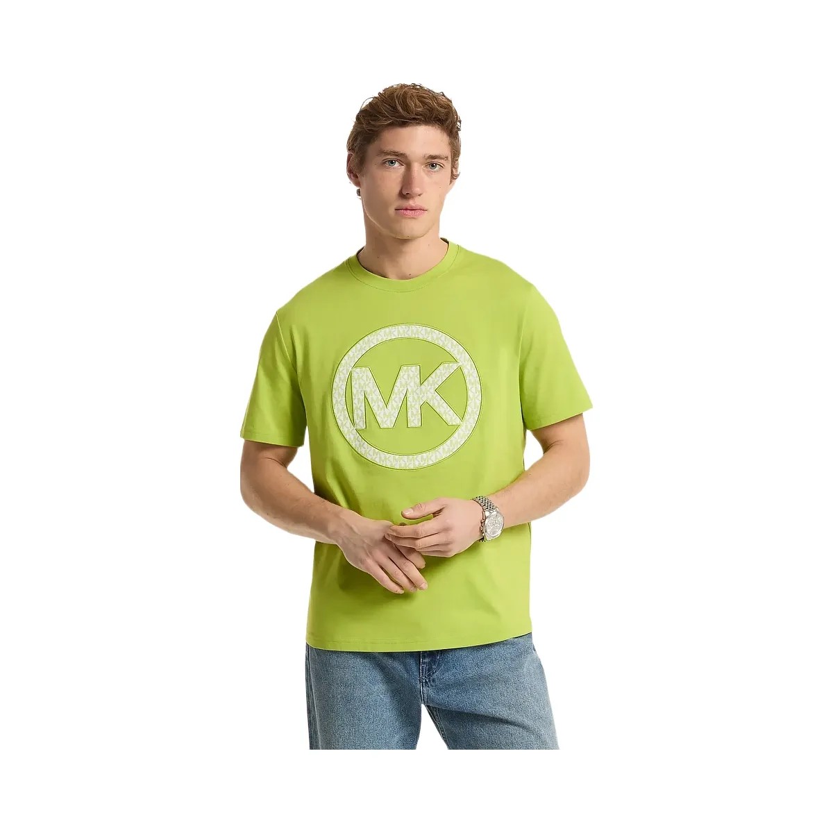 Michael Kors Logo Cotton Jersey T-Shirt Lime - HypeFly India View 1