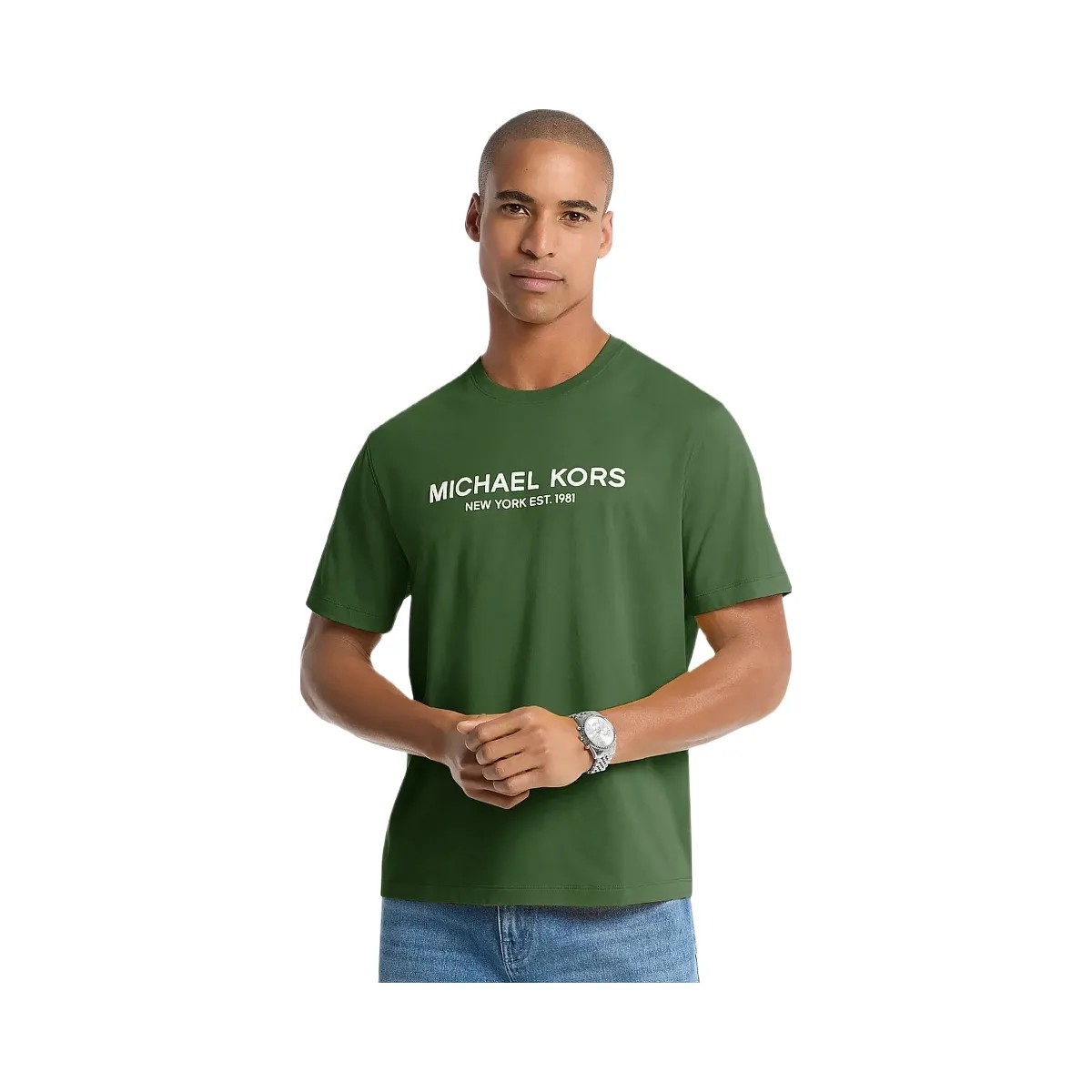 Michael Kors Logo Cotton T-shirt Amazon Green - HypeFly India View 1