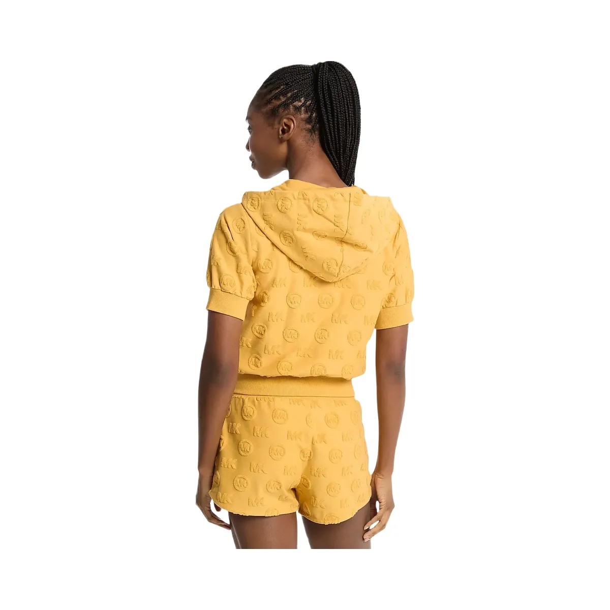 Michael Kors Logo Jacquard Terry Short-Sleeve Jacket Honeywheat - HypeFly India View 2