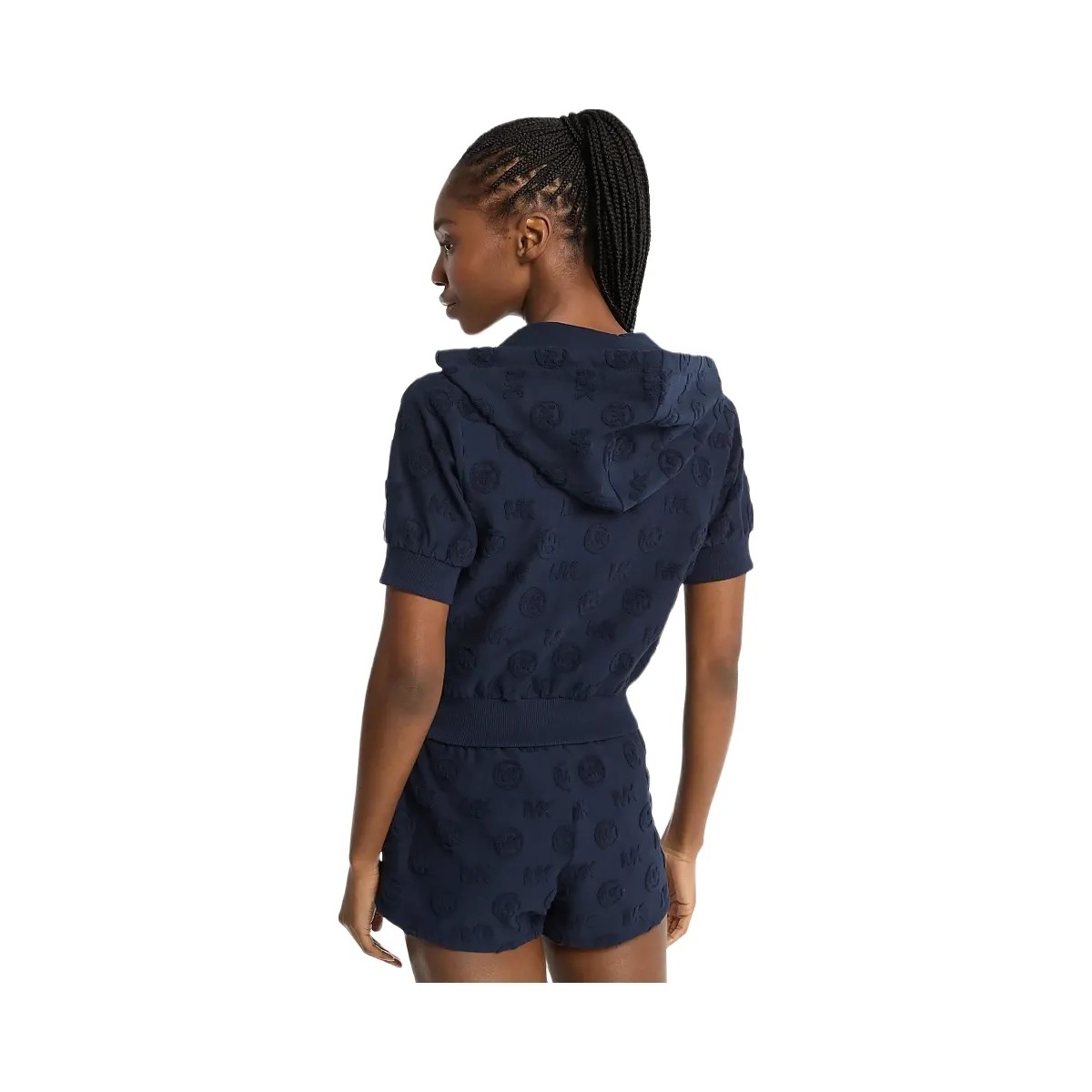 Michael Kors Logo Jacquard Terry Short-Sleeve Jacket Midnightblue - HypeFly India View 2