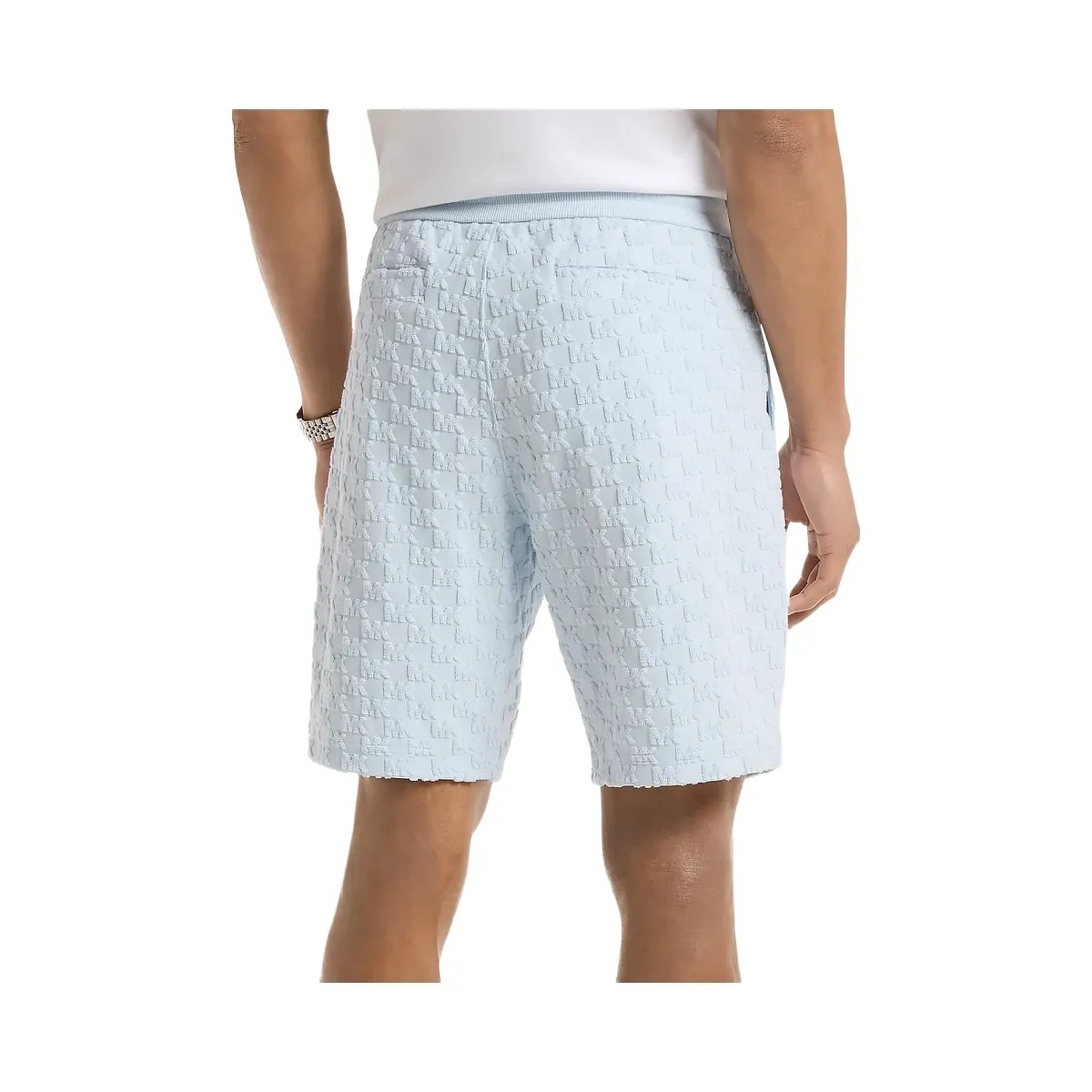 Michael Kors Logo Jacquard Terry Shorts Pastel Blue - HypeFly India View 2
