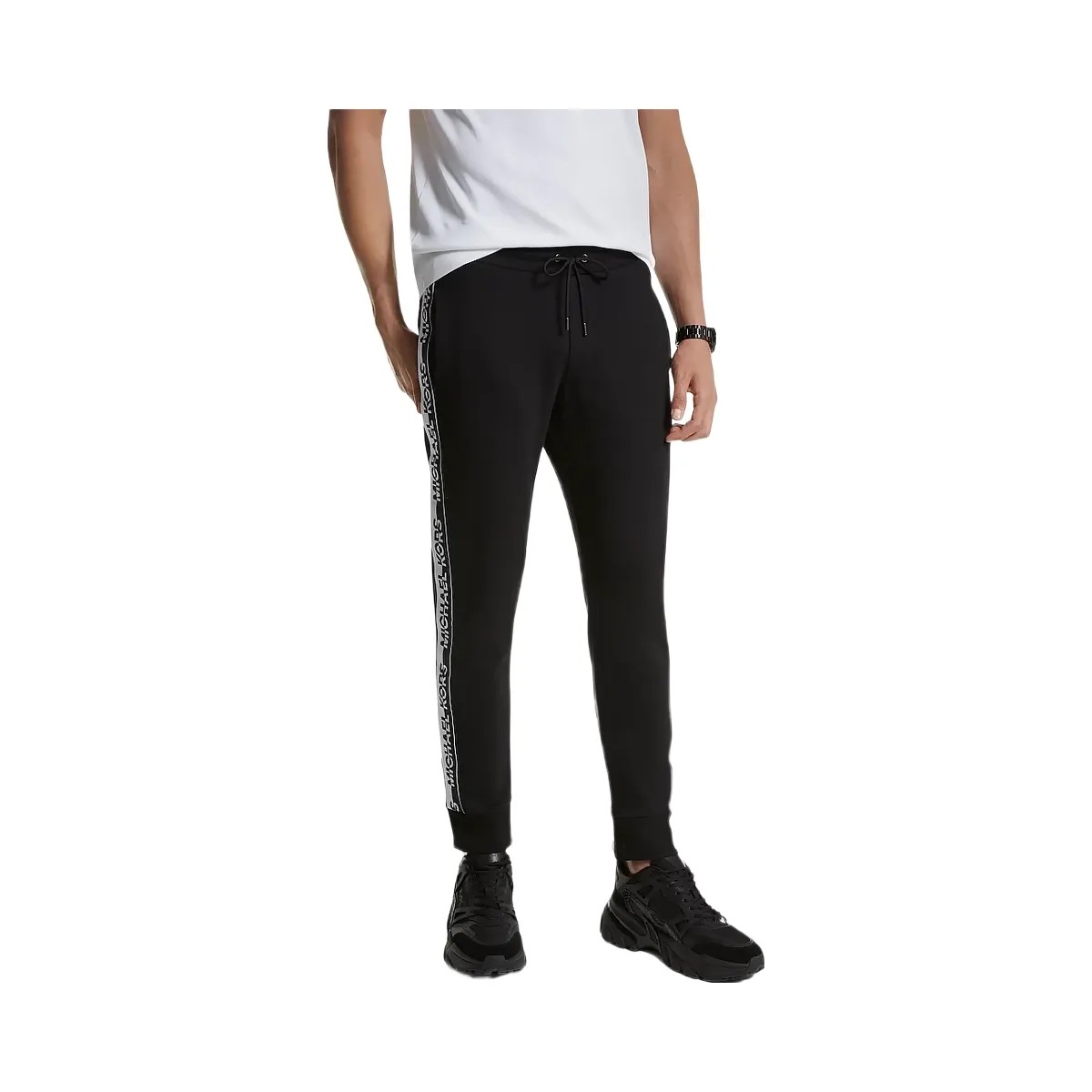 Michael Kors Logo Tape Cotton Blend Joggers Black - HypeFly India View 1