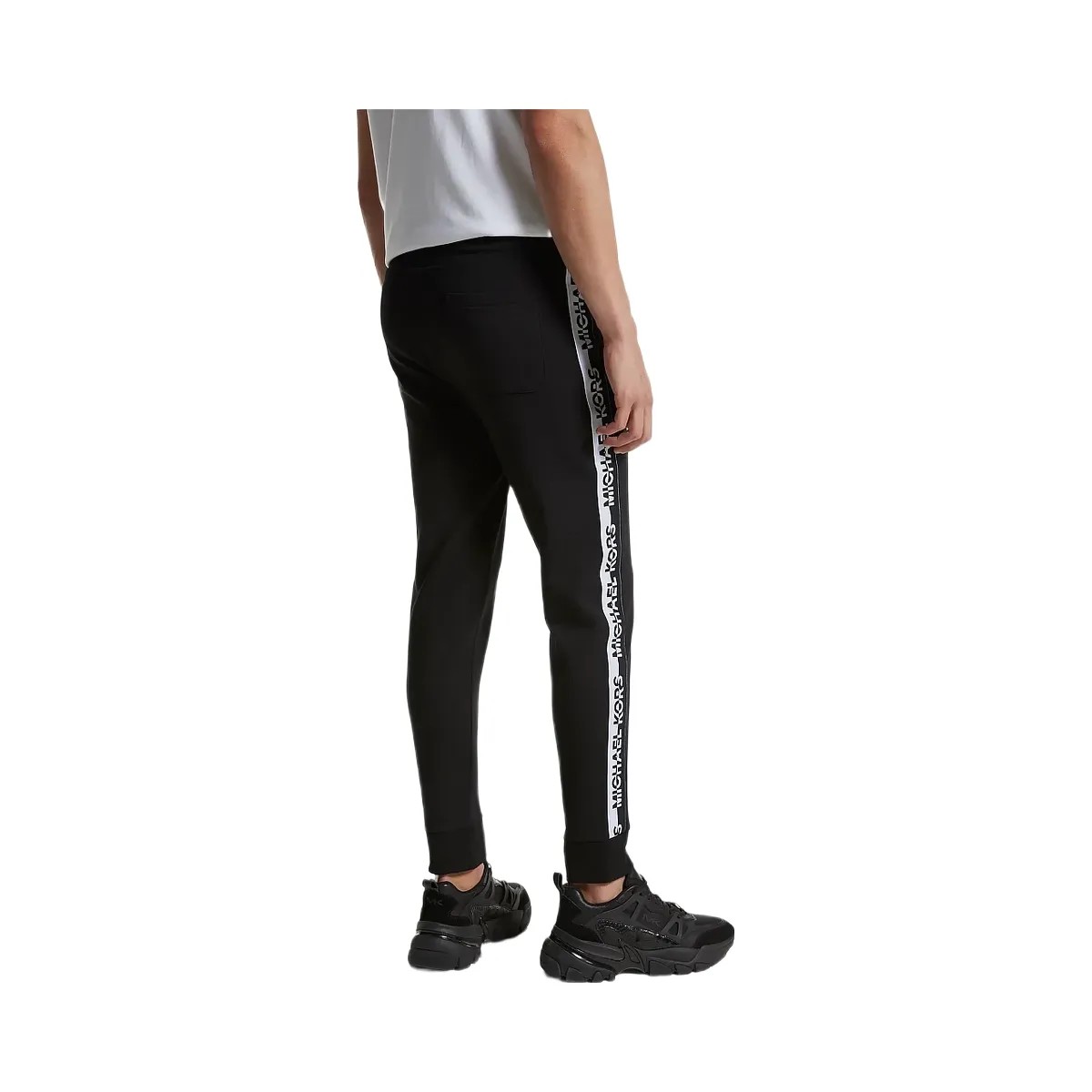 Michael Kors Logo Tape Cotton Blend Joggers Black - HypeFly India View 2