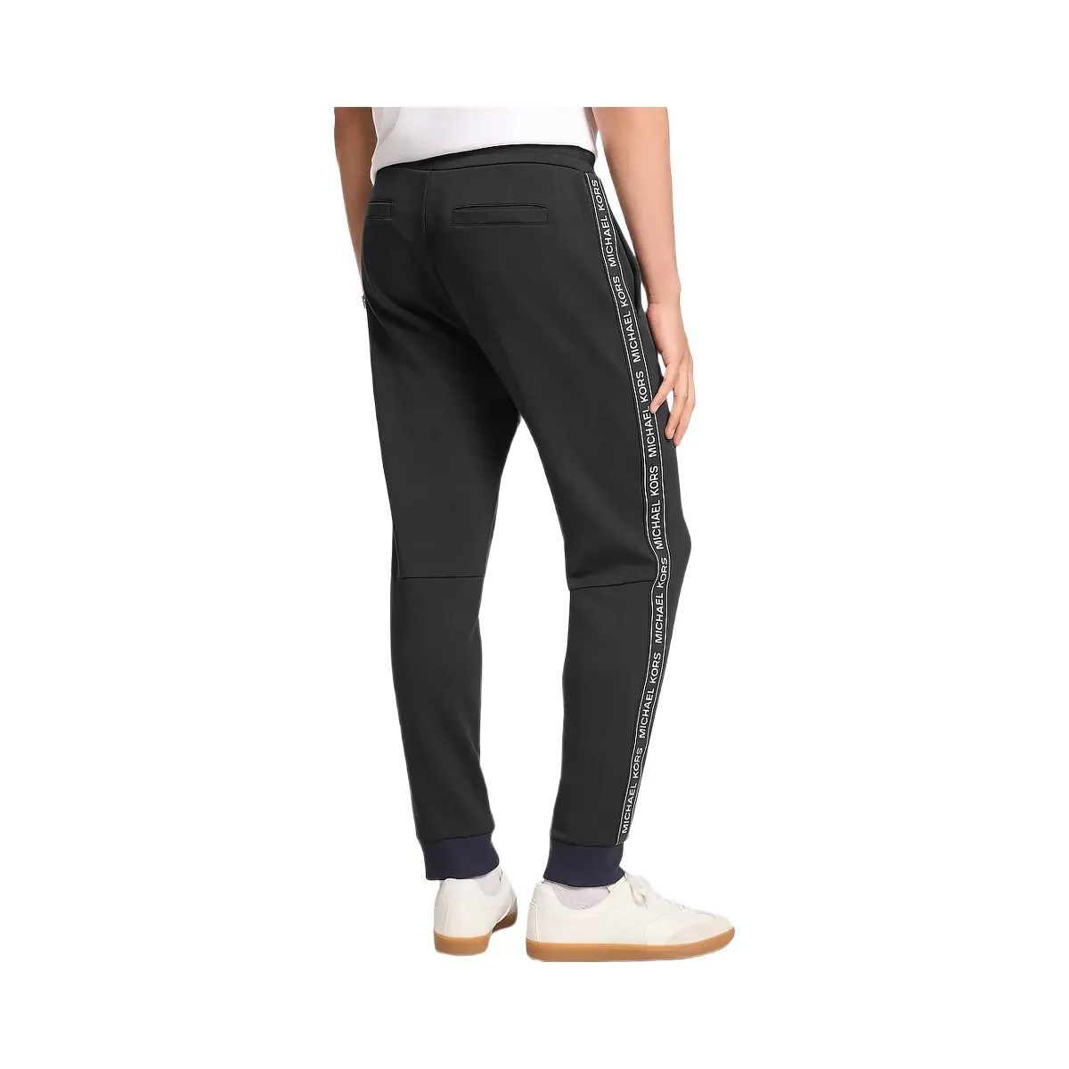 Michael Kors Logo Tape Cotton Blend Joggers Black - HypeFly India View 2