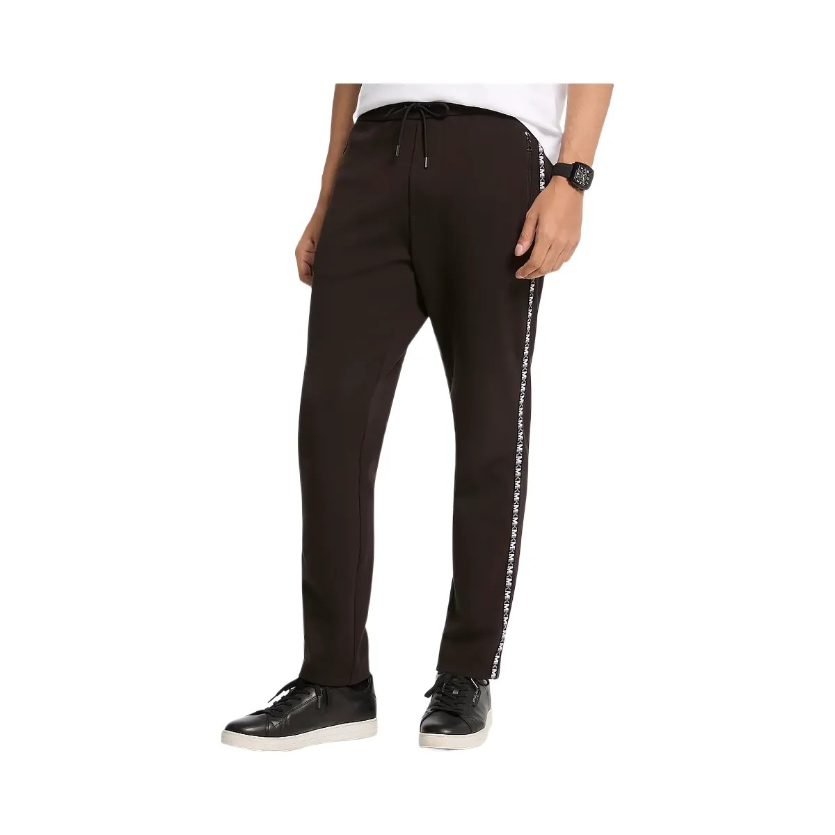 Michael Kors Logo Tape Cotton Blend Joggers Black - HypeFly India View 1