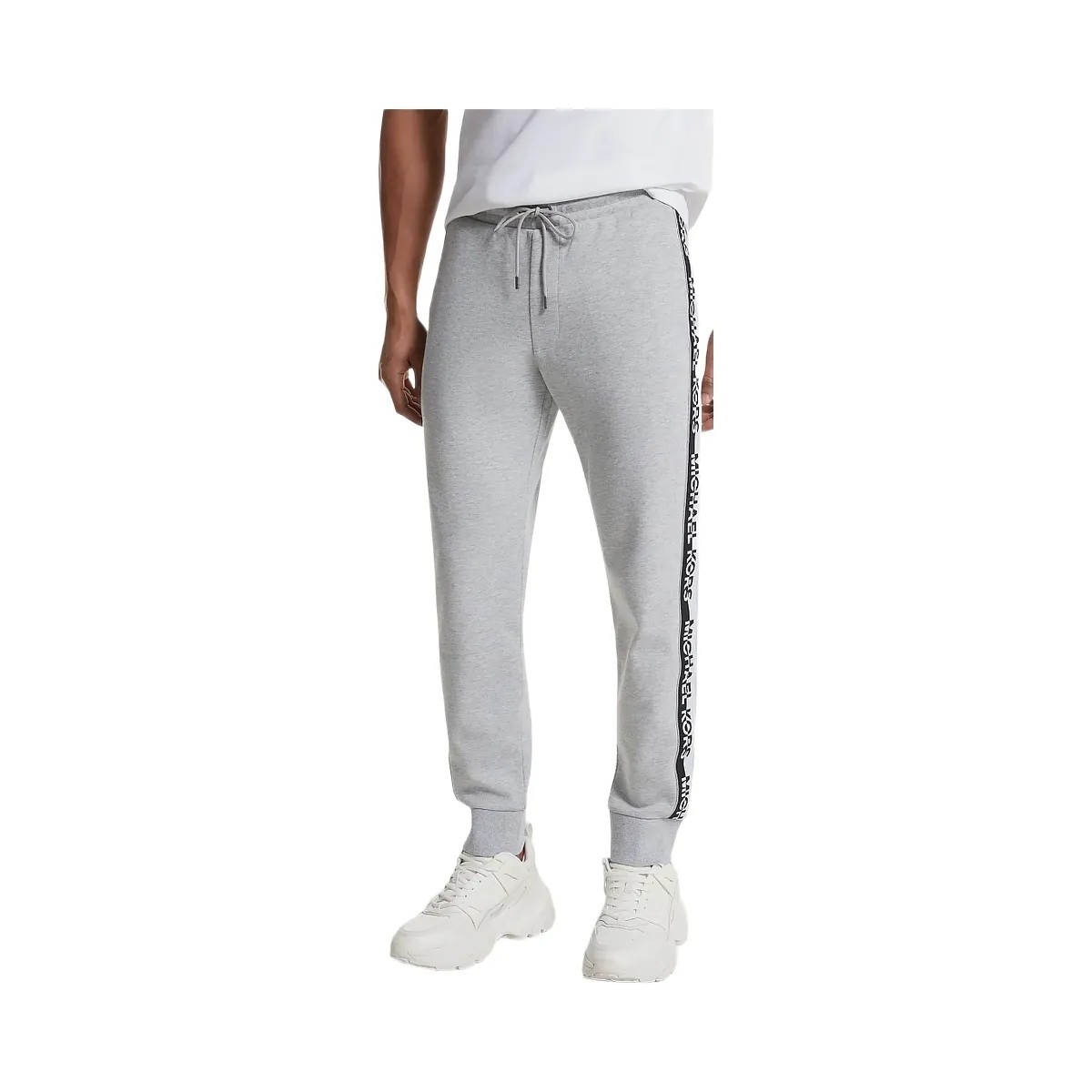 Michael Kors Logo Tape Cotton Blend Joggers Heather Grey - HypeFly India View 1
