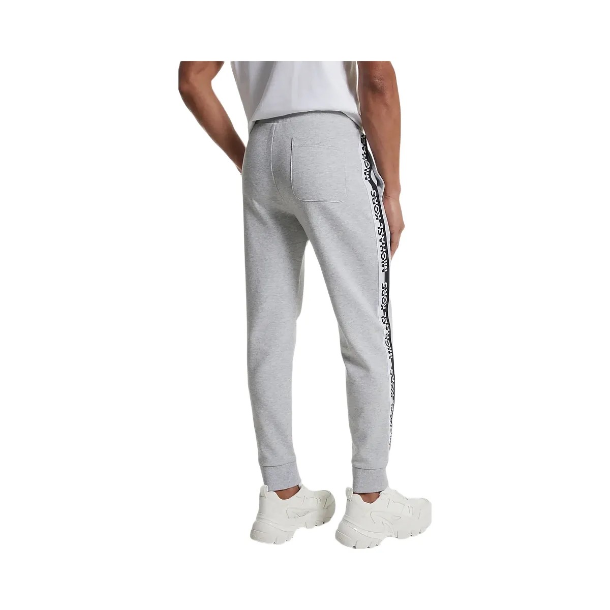 Michael Kors Logo Tape Cotton Blend Joggers Heather Grey - HypeFly India View 2