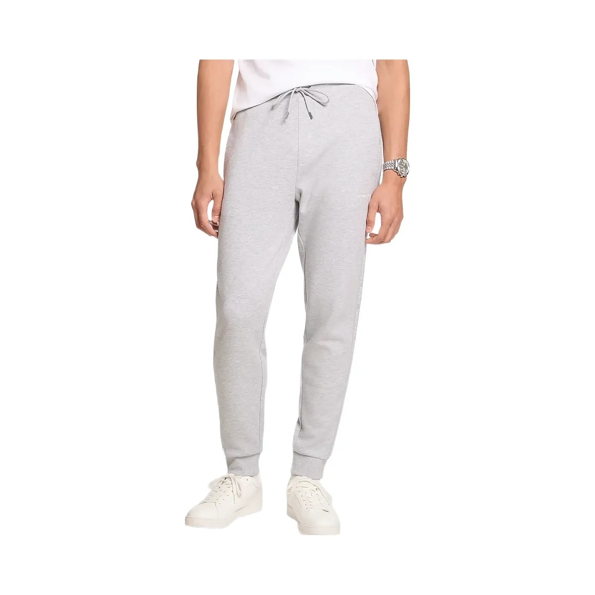 Michael Kors Logo Tape Cotton Blend Joggers Heather Grey - HypeFly India View 1
