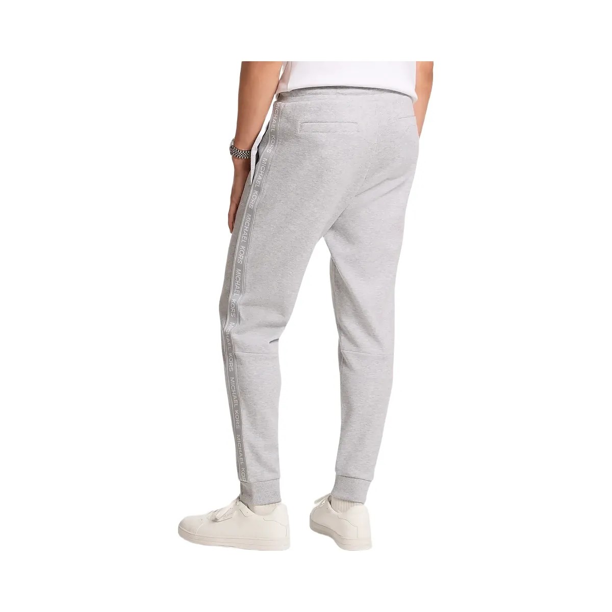 Michael Kors Logo Tape Cotton Blend Joggers Heather Grey - HypeFly India View 2