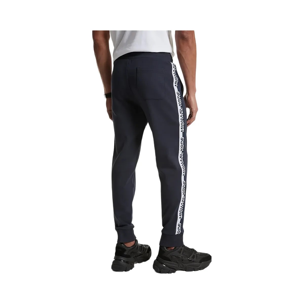 Michael Kors Logo Tape Cotton Blend Joggers Midnight - HypeFly India View 2