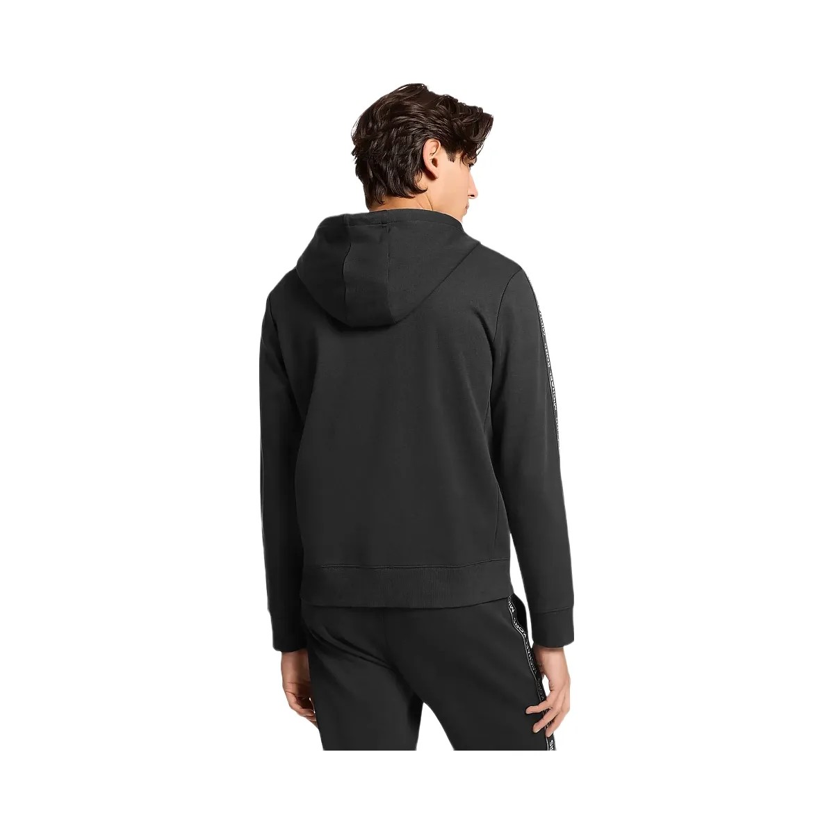 Michael Kors Logo Tape Cotton Blend Zip-Up Hoodie Black - HypeFly India View 2
