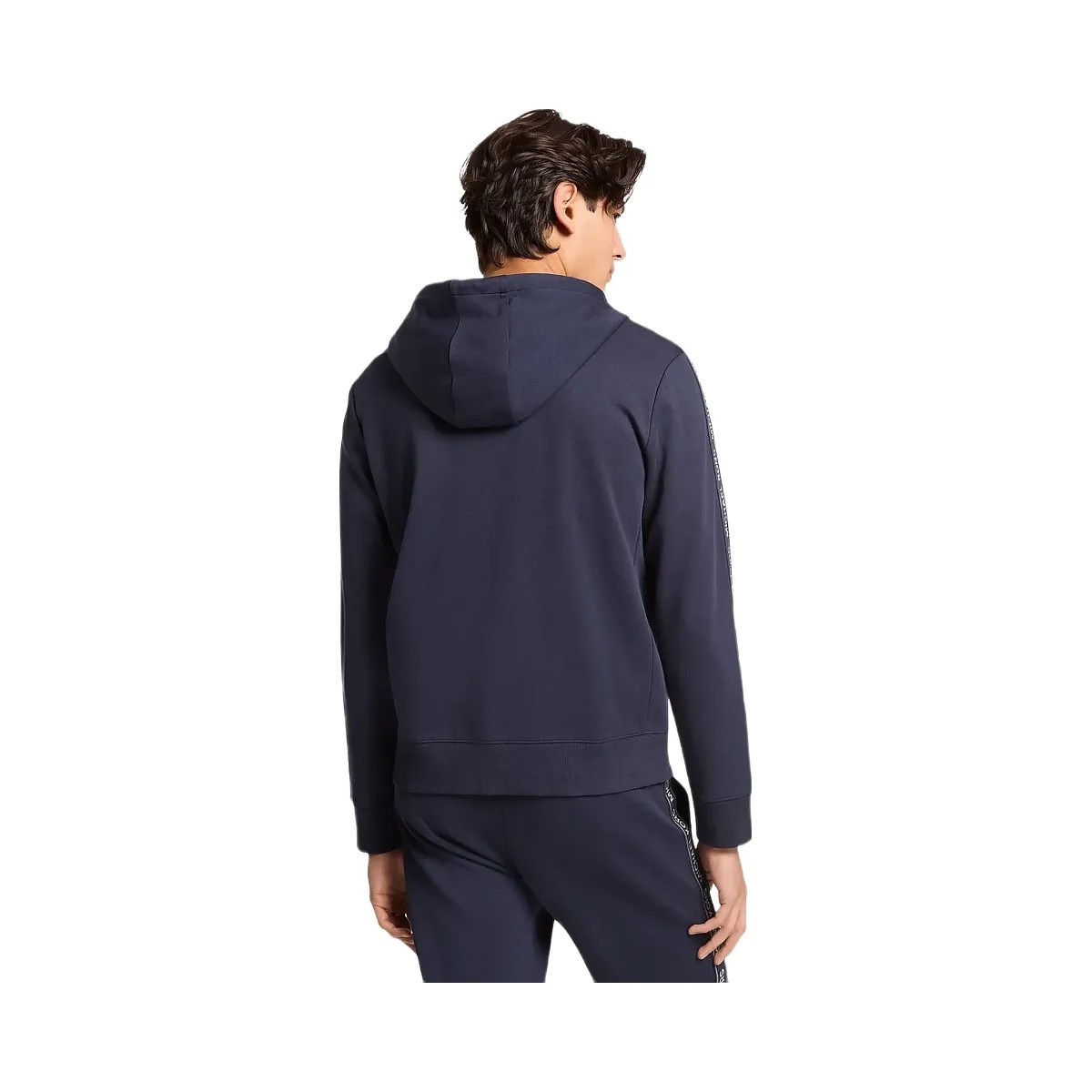 Michael Kors Logo Tape Cotton Blend Zip-Up Hoodie Midnight - HypeFly India View 2