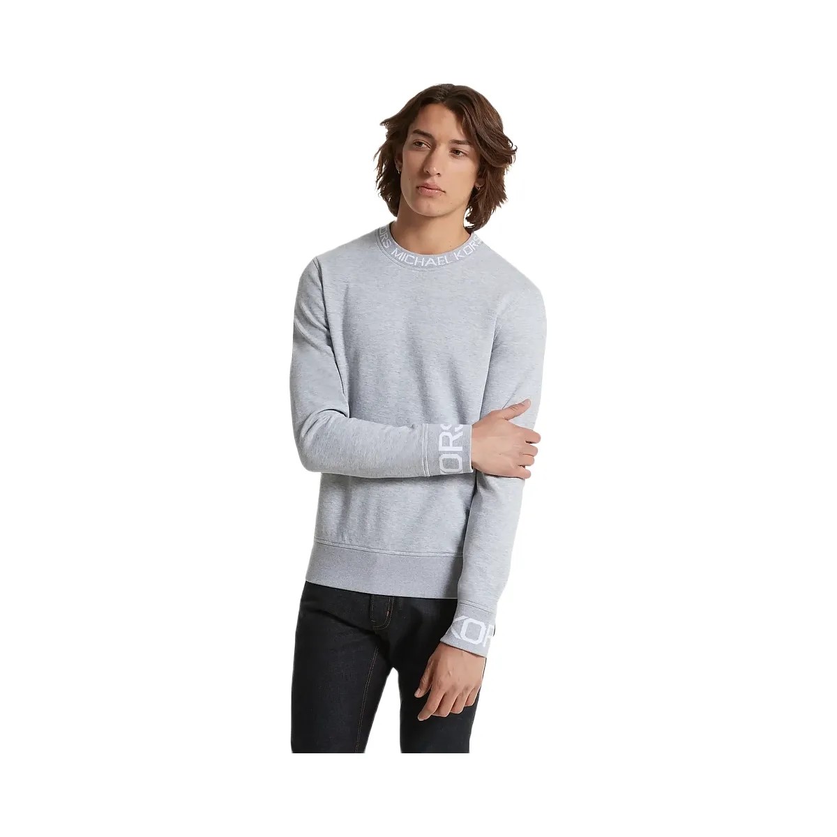 Michael Kors Logo Trim Cotton Blend Sweatshirt Heather Grey - HypeFly India View 1