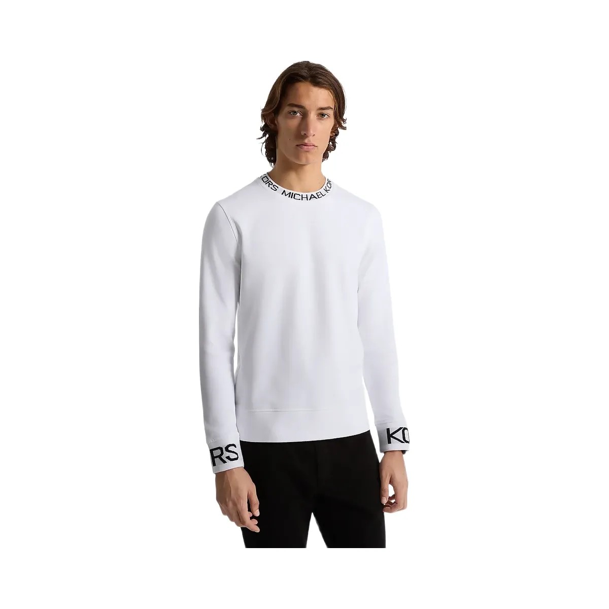 Michael Kors Logo Trim Cotton Blend Sweatshirt White - HypeFly India View 1